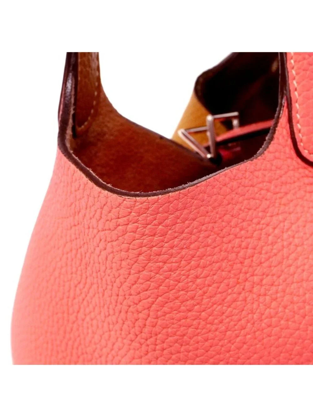 Hermes Handbag Picotin Lock PM Taurillon Clemence Rose Azalea Sesame Silver